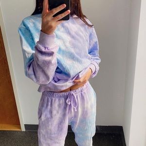 NWT Brown Dyed Girl Blue/Purple Tie Dye Sweatshirt
